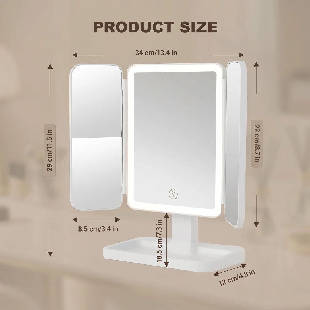 3-in-1 Trifold Lighted Makeup Mirror