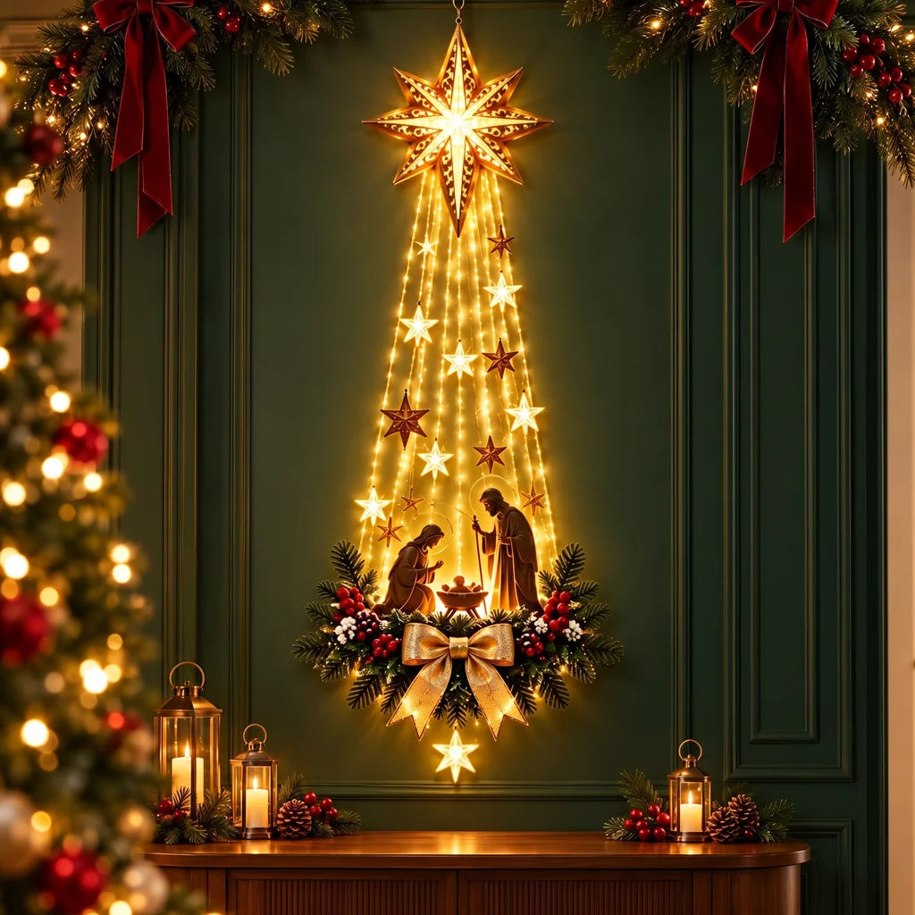 LED Lighted Christmas Nativity Wall Sign