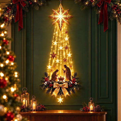 LED Lighted Christmas Nativity Wall Sign