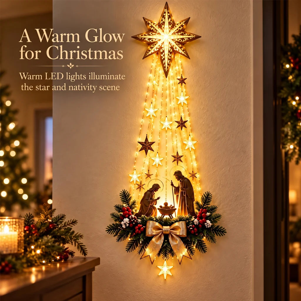 LED Lighted Christmas Nativity Wall Sign