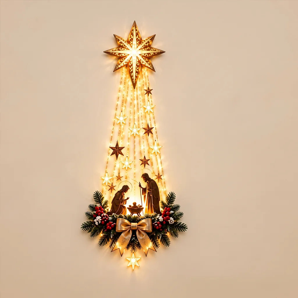 LED Lighted Christmas Nativity Wall Sign