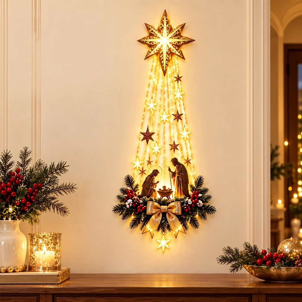 LED Lighted Christmas Nativity Wall Sign
