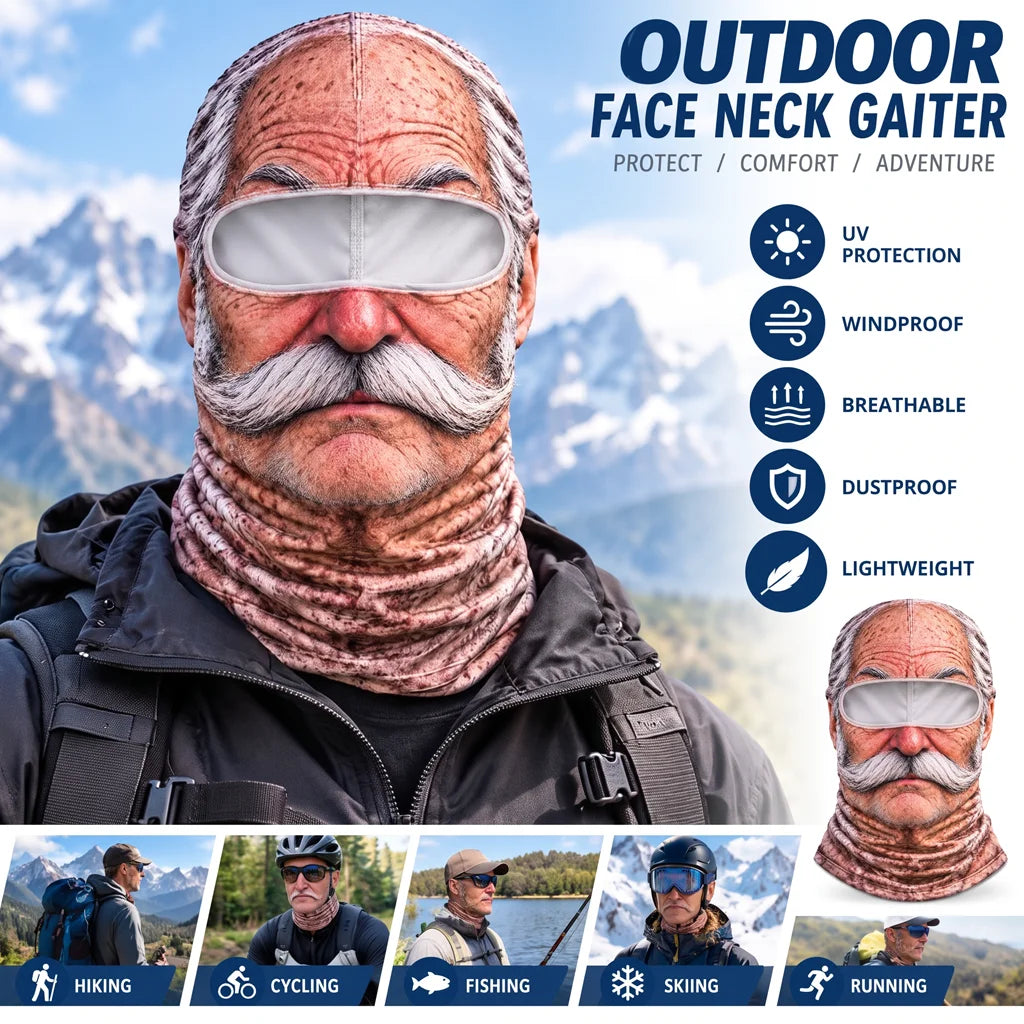 Funny 3D Old Man Face Balaclava