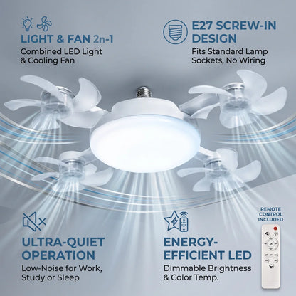 2-in-1 Socket Fan Light
