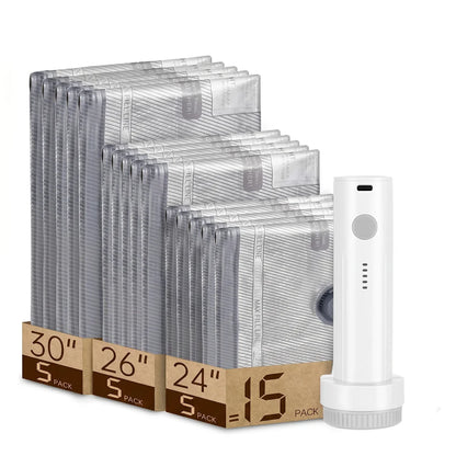 Cordless Electric Travel Vacuum Bag Set (15-Pack)
