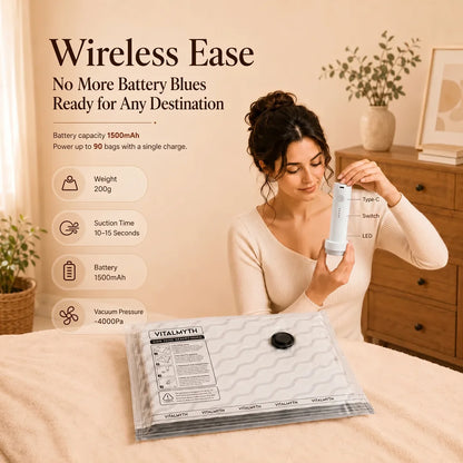 Cordless Electric Travel Vacuum Bag Set (15-Pack)