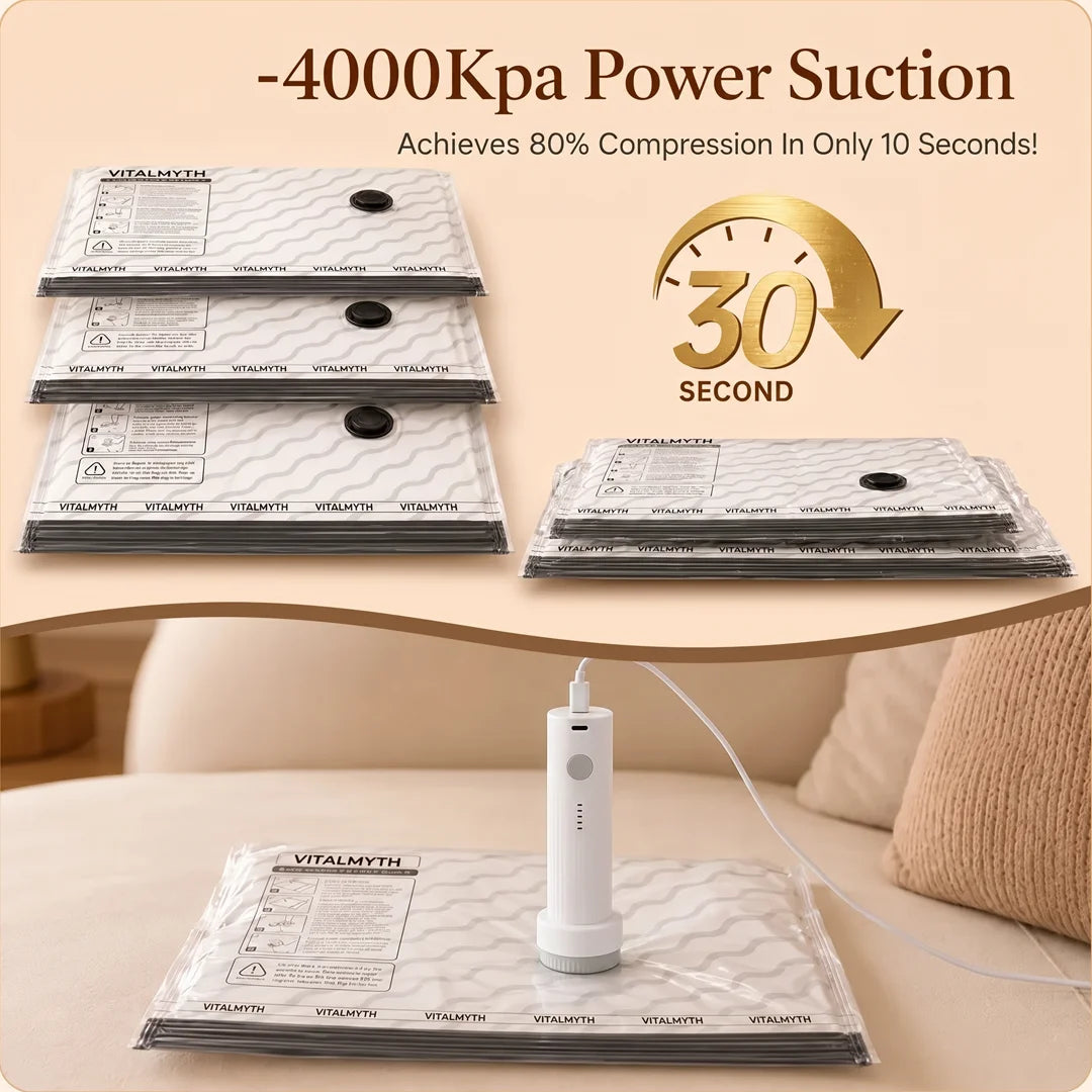Cordless Electric Travel Vacuum Bag Set (15-Pack)
