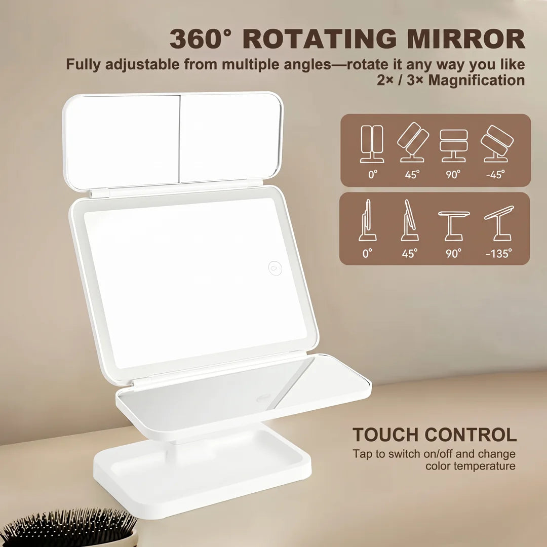 3-in-1 Trifold Lighted Makeup Mirror