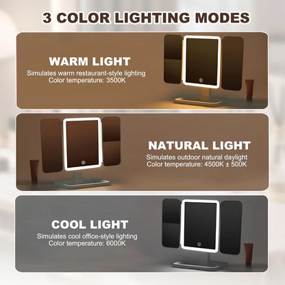 3-in-1 Trifold Lighted Makeup Mirror