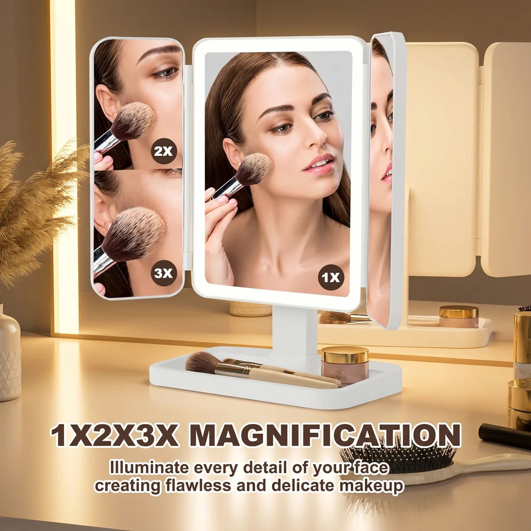 3-in-1 Trifold Lighted Makeup Mirror