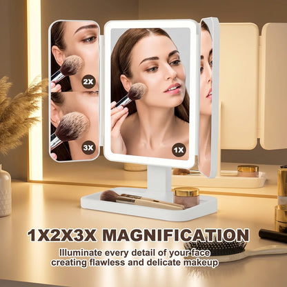 3-in-1 Trifold Lighted Makeup Mirror