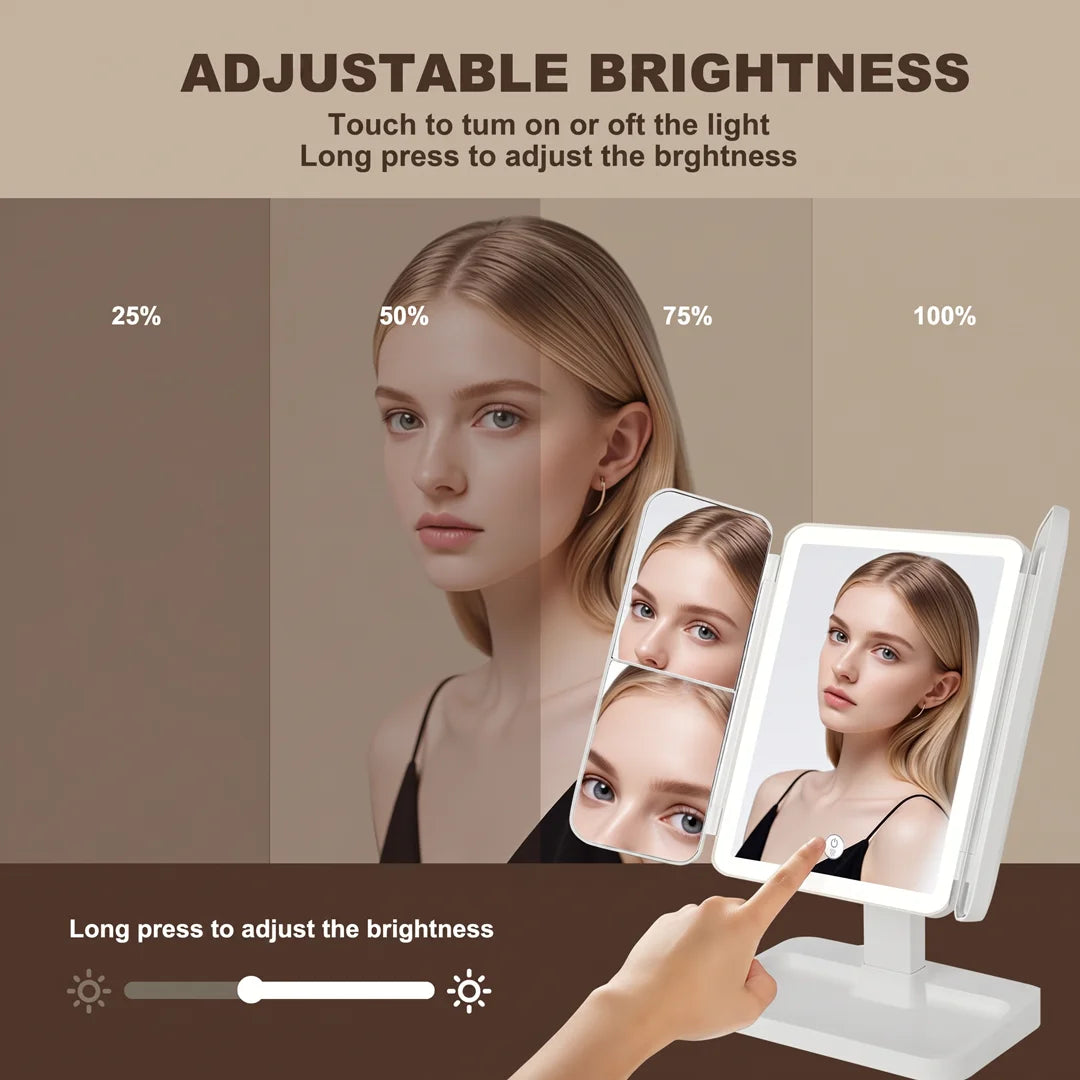 3-in-1 Trifold Lighted Makeup Mirror