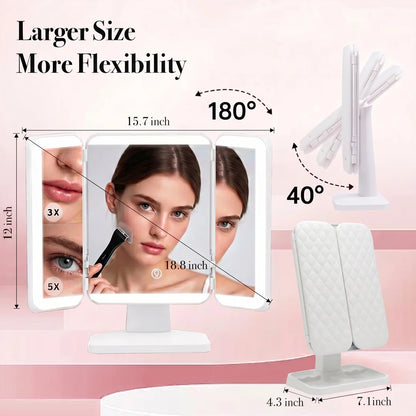 3-in-1 Trifold Lighted Makeup Mirror