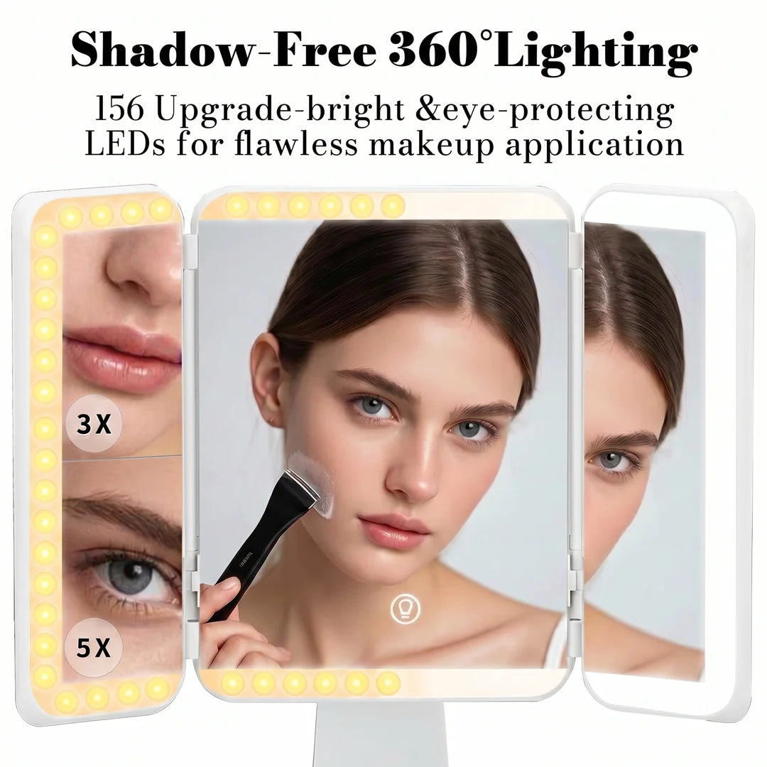 3-in-1 Trifold Lighted Makeup Mirror