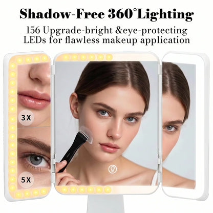 3-in-1 Trifold Lighted Makeup Mirror