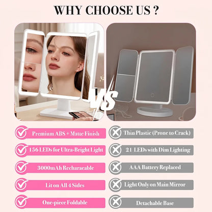 3-in-1 Trifold Lighted Makeup Mirror